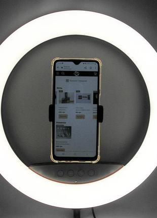 Лампа селфи кольцевая кольцо 36 см пульт тройной зажим для телефона и креплением под штатив led свет2 фото