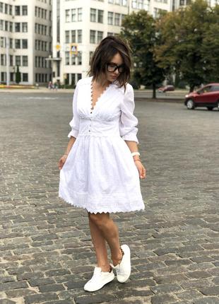 Платье кружевное белое, хлопок кружево