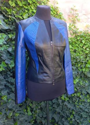 Куртка комбинированная с натуральной кожей королевского питона2 фото