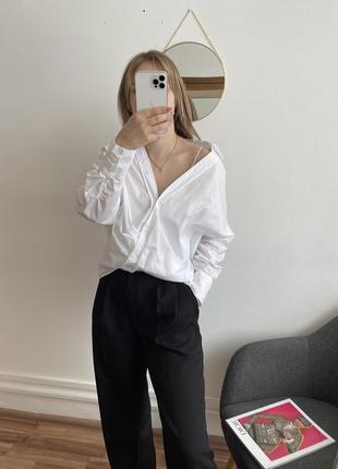 Zara белая асимметричная рубашка1 фото