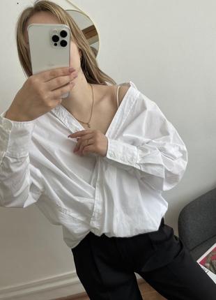 Zara белая асимметричная рубашка2 фото
