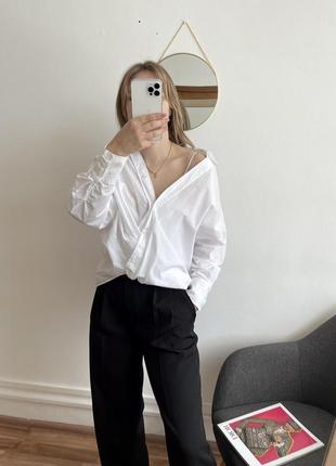 Zara белая асимметричная рубашка4 фото