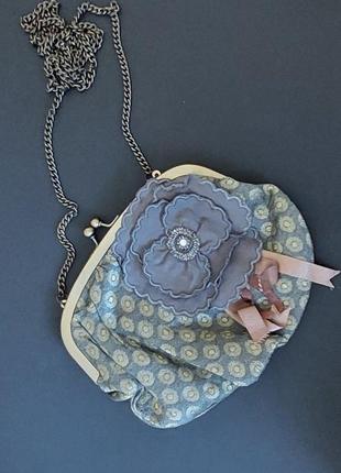 Сумка вечірня/коктейльна текстиль на ланцюжку2 фото