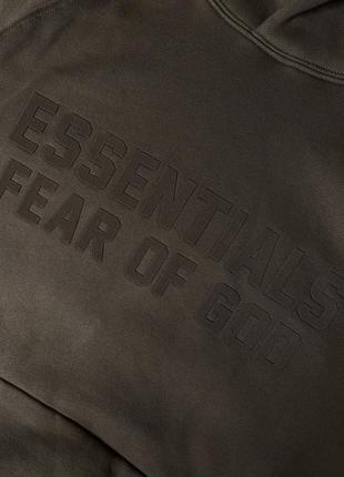 Кофта essentials fear of god raglan hoodie brown (new) | original3 фото