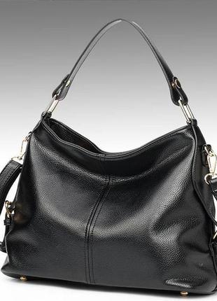 Сучасна жіноча чорна сумка через плече з натуральної шкіри, модна трендова жіноча сумочка для дівчини2 фото