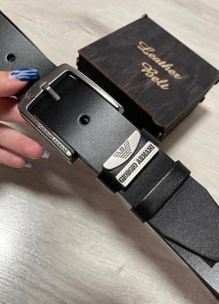 Ремень пояс мужской кожаный в стиле armani / ремень пояс мужественный кожаный (+коробка 🎁)