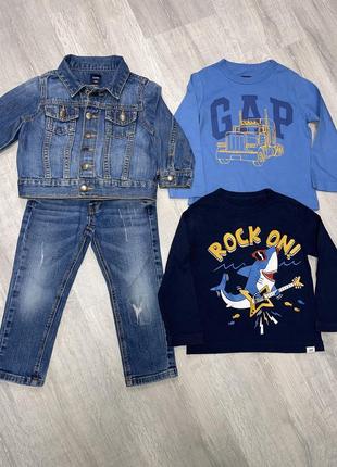 Комплект одягу gap ( джинсова куртка, джинси, два лонгсліви) на хлопчика 1,5-2года