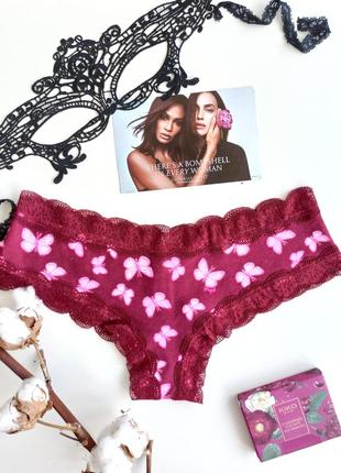 Хлопковые трусики чики с принтом бабочками от victoria’s secret pink!