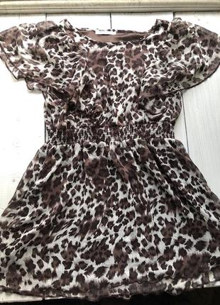 Леопардовое легкое платье