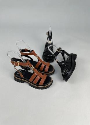 Стильные черные сандалии/босоножки с пряжкой ремешком женские кожаные/кожа летние,женская обувь на лето 2023-20249 фото