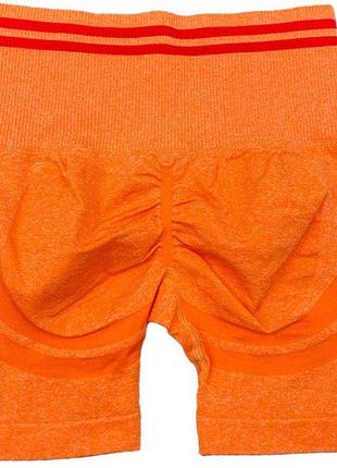 Комплект: шорты с эффектом пуш-ап и кроп-топом m, оранжевый (push up)8 фото