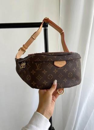 Женская сумка бананка луи виттон коричневая louis vuitton discovery bumbag brown натуральная кожа