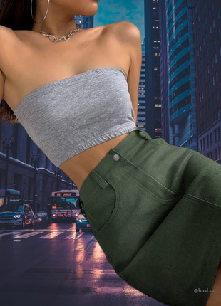 Жіноча стильна трендова джинсова спідниця біла оливка джинс спідничка юбка молодіжна6 фото