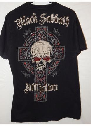 Мерчевая футболка vintage affliction black sabbath xl cross scull, черная, рваная, сша, 20092 фото