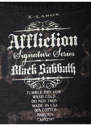 Мерчевая футболка vintage affliction black sabbath xl cross scull, черная, рваная, сша, 20096 фото