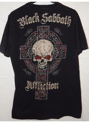 Мерчевая футболка vintage affliction black sabbath xl cross scull, черная, рваная, сша, 20097 фото