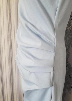 Брендовое топовое базовое стрейчевое голубое платье с драпировкой kaffe l5 фото