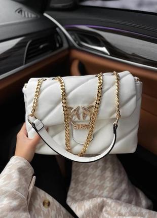 Женская сумка пинко белая pinko bag puff white искуственная кожа