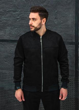 Чоловіча осіння весняна куртка бомбер демісезонна замшева