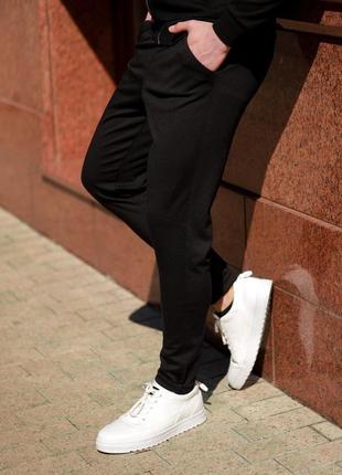 Брюки трикотажні чоловічі модні штани для чоловіків чорні4 фото