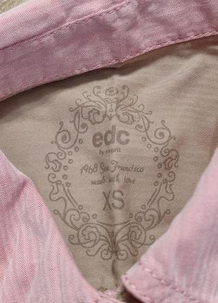 Edc рожева  приталена сорочка в смужку , бавовна4 фото