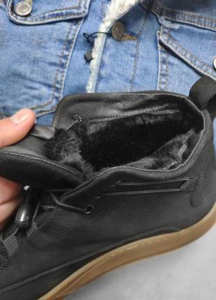 Зимние ботинки мужские кроссовки черные из натуральной кожи с мехом gr102 фото