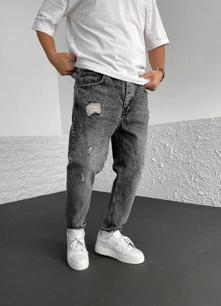 Мужские джинсы мом серые потертые  демисезонные  весна осень турция2 фото