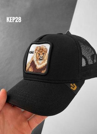 Кепка бейсболка мужская летняя модная с изображением животных черная с изображением льва с сеткой kep281 фото