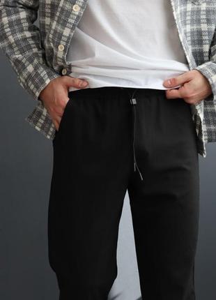 Мужские брюки черные  модные повседневные штаны с карманами турция3 фото