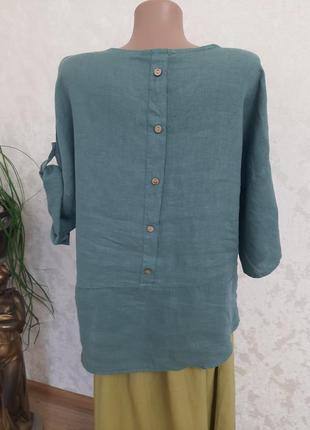 Шикарная блуза рубаха лен италия4 фото