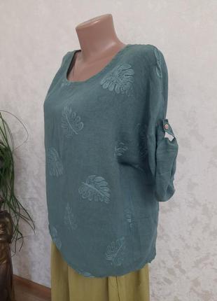 Шикарная блуза рубаха лен италия3 фото