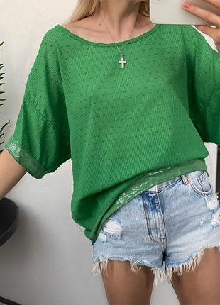 Натуральная зеленая рубашка топ блуза хлопок италия