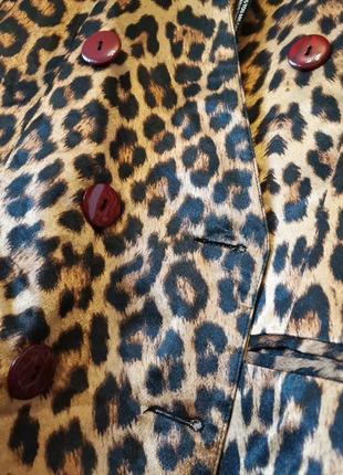 Шикарный леопардовый удлиненный двубортный пиджак6 фото