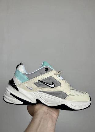 Стильные женские кроссовки nike m2k tekno white mint молочные с бирюзовым