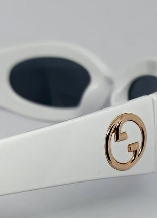 Очки в стиле gucci женские солнцезащитные модные обтекаемые белые8 фото