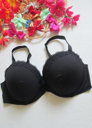 Шикарный черный бюстгальтер с кружевной отделкой m&s 💜💖💜