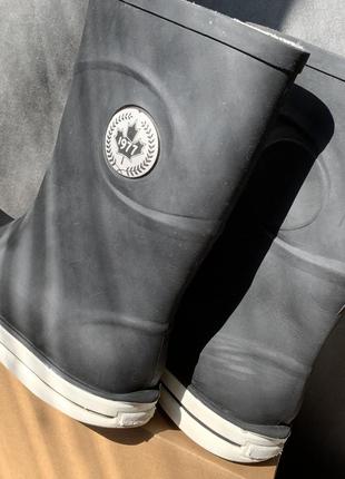 Італія чоботи гумові непромокальні чорні з білою підошвою унісекс на підлітка дівчинку хлопчика термо5 фото