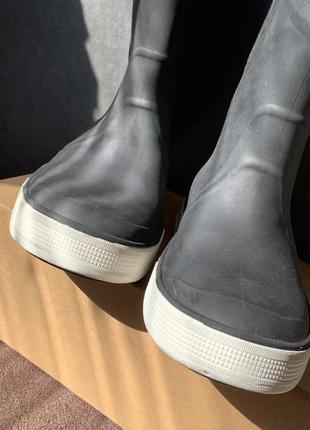 Італія чоботи гумові непромокальні чорні з білою підошвою унісекс на підлітка дівчинку хлопчика термо4 фото
