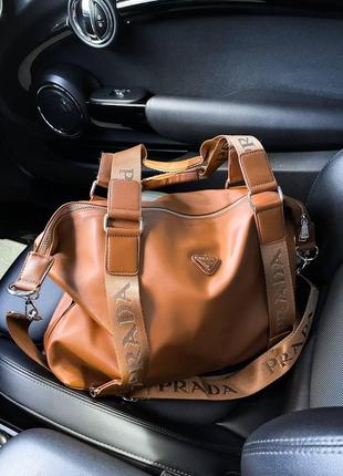 Жіноча сумка прада коричнева prada sport brown нейлон