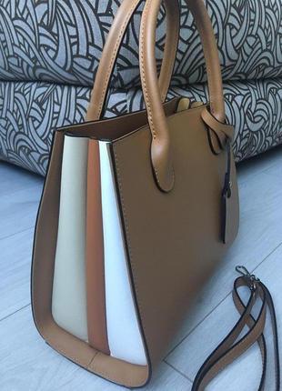 Базовая деловая сумка в осенних красках из натуральной кожи италия3 фото