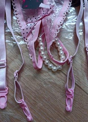 Сексуальный эротический пояс трусики жемчуг подвязками для чулок