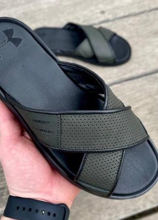 Мужские кожаные шльопанцы under armour