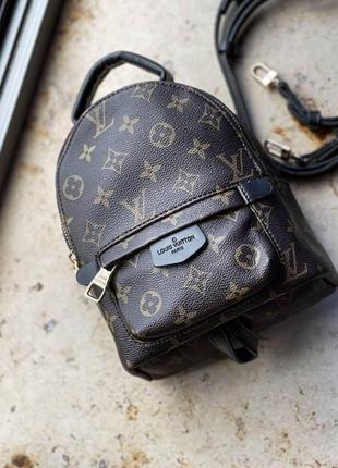 Женский коричневый рюкзак луи виттон louis vuitton palm springs mini brown/black backpack эко-кожа