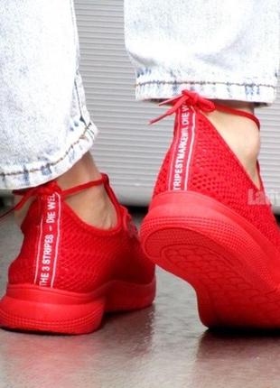 Кросівки літні червоні в сітку жіночі10 фото