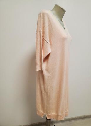 Очень шикарное брендовое трикотажное коттоновое платье свободного фасона пудрового цвета4 фото