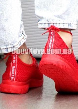 Кросівки літні червоні в сітку жіночі5 фото