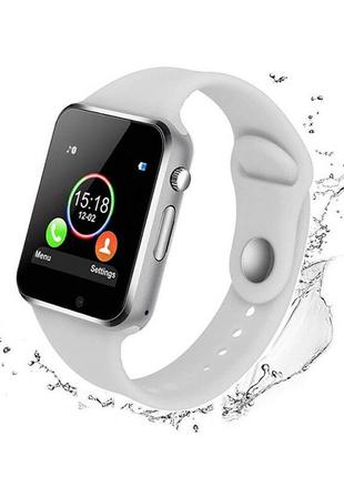 Смарт-часы smart watch a1 умные электронные со слотом под sim-карту + карту памяти micro-sd. цвет: белый3 фото
