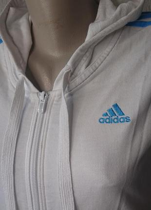 Спортивная винтажная хлопковая кофта с капюшоном на змейке adidas оригинал !10 фото