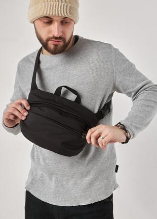 Поясная сумка, бананка через плечо стильный и практичный аксессуар черный цвет3 фото