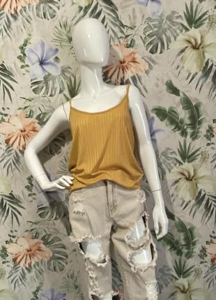 Майка топ рубчик горчичного цвета от h&m